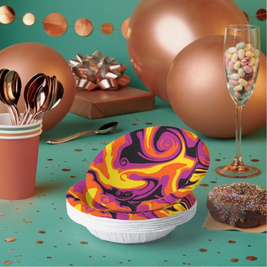 Spill - Oranje, zwart, roze en geel Papieren Kommen (Multi)