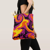 Spill - Oranje, zwart, roze en geel Tote Bag (Dichtbij)