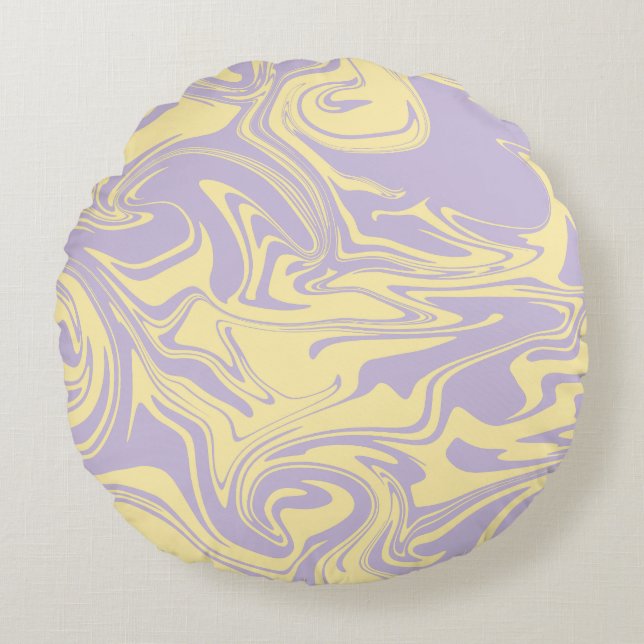 Spill - Pastel - Geel en Paars Rond Kussen (Voorkant)