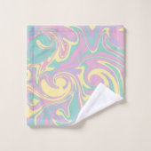 Spill - Pastel roze, geel, Paars en groen Bad Handdoek (Wasdoekje)