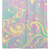 Spill - Pastel roze, geel, Paars en groen Douchegordijn (Voorkant)