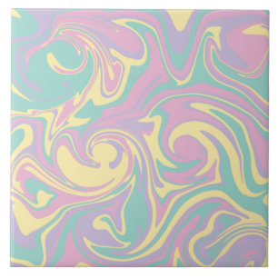 Spill - Pastel roze, geel, Paars en groen Tegeltje