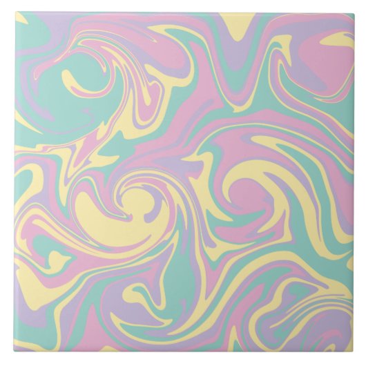 Spill - Pastel roze, geel, Paars en groen Tegeltje (Voorkant)