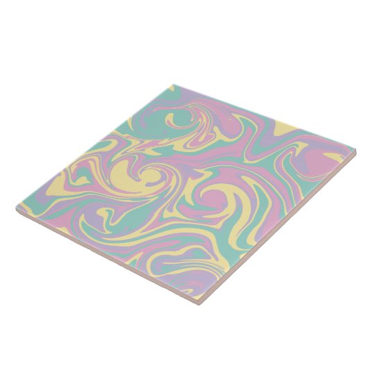 Spill - Pastel roze, geel, Paars en groen Tegeltje (Zijkant)