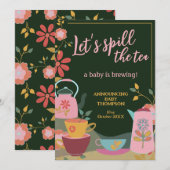 Spill the Tea Baby Brewing Zwangerschapsaankondigi Kaart (Voorkant / Achterkant)