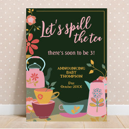 Spill the Tea Leuke Baby Zwangerschapsaankondiging Kaart