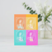 "Spill the Tea Sis" ( portret pop kunst) Briefkaart (Staand voorkant)