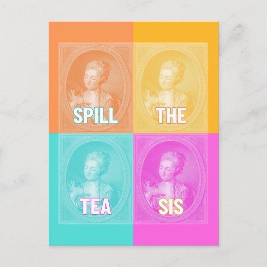 "Spill the Tea Sis" ( portret pop kunst) Briefkaart (Voorkant)