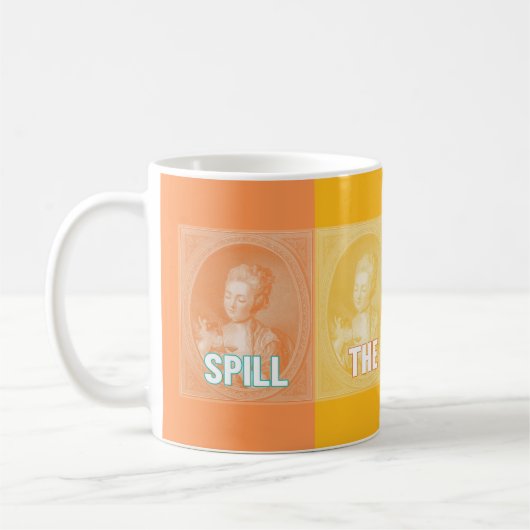 "Spill the Tea Sis" ( portret pop kunst) Koffiemok (Links)