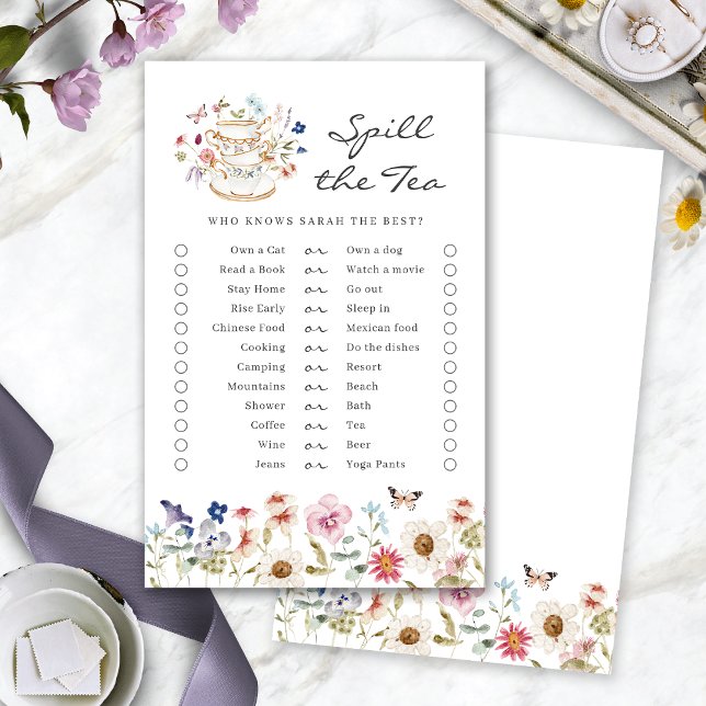Spill The Tea Vrijgezellenfeest spel (Spill The Tea Bridal Shower Game by Painted Paperie
)