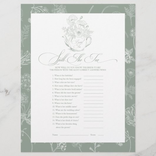 Spill The Tea Vrijgezellenfeest spel (Voorkant)