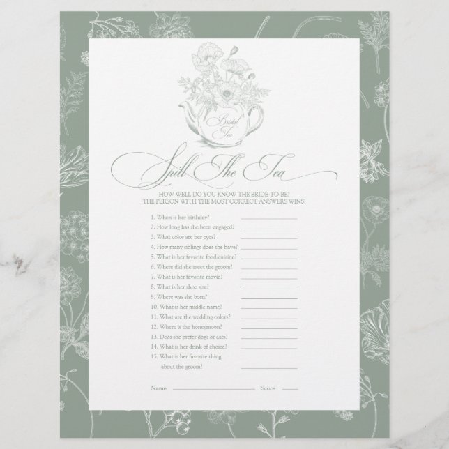 Spill The Tea Vrijgezellenfeest spel (Voorkant)