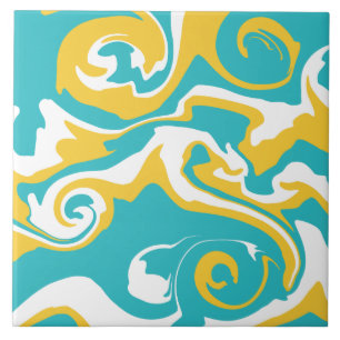Spill - Turquoise en Yellow Tegeltje
