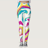 Spill - Turquoise, Geel, Roze en Wit Leggings (Voorkant)