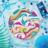Spill - Turquoise, Geel, Roze en Wit Papieren Bordje (Feest)