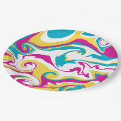 Spill - Turquoise, Geel, Roze en Wit Papieren Bordje (Gekanteld)