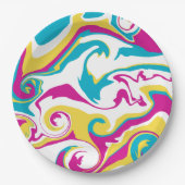 Spill - Turquoise, Geel, Roze en Wit Papieren Bordje (Voorkant)