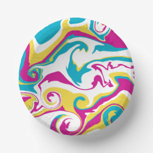 Spill - Turquoise, Geel, Roze en Wit Papieren Kommen