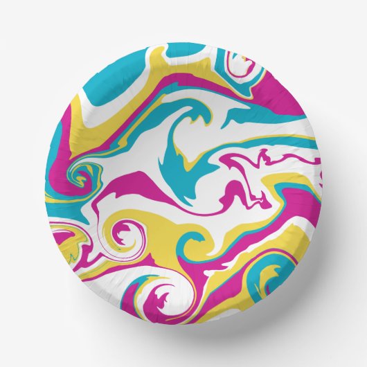 Spill - Turquoise, Geel, Roze en Wit Papieren Kommen (Voorkant)