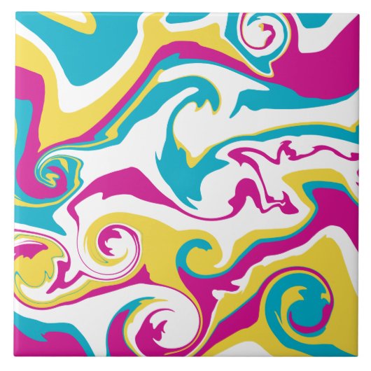 Spill - Turquoise, Geel, Roze en Wit Tegeltje (Voorkant)