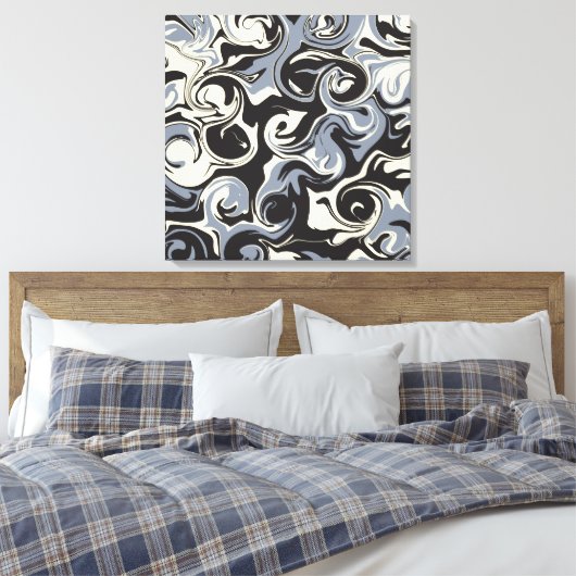 Spill - zwart, grijs en crème canvas afdruk (Insitu (Slaapkamer))