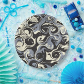 Spill - zwart, grijs en crème papieren bordje (Feest)