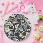 Spill - zwart, grijs en crème papieren bordje (Feest)