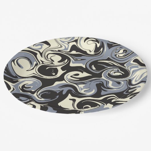 Spill - zwart, grijs en crème papieren bordje (Gekanteld)