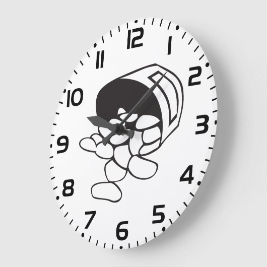 Spilled Beans Black and White Outline Grote Klok (Hoek)