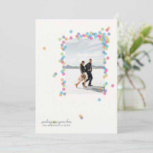 Spilled Confetti- New Year's Flat Photo Card Feestdagenkaart (Staand voorkant)