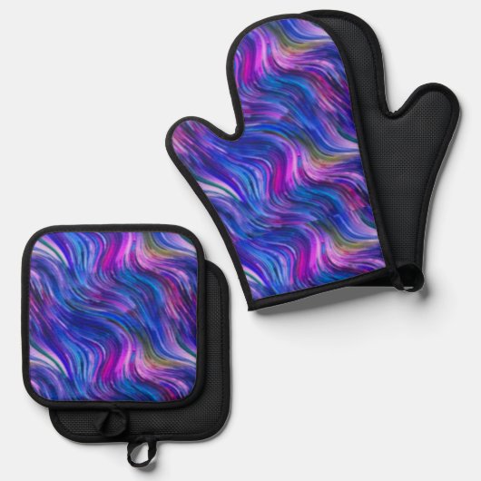 Spilled Ink Oven Mitt and Pot Holders Ovenwant & Pannenlap Set (Voorkant / Achterkant)