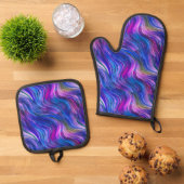 Spilled Ink Oven Mitt and Pot Holders Ovenwant & Pannenlap Set (Top down)