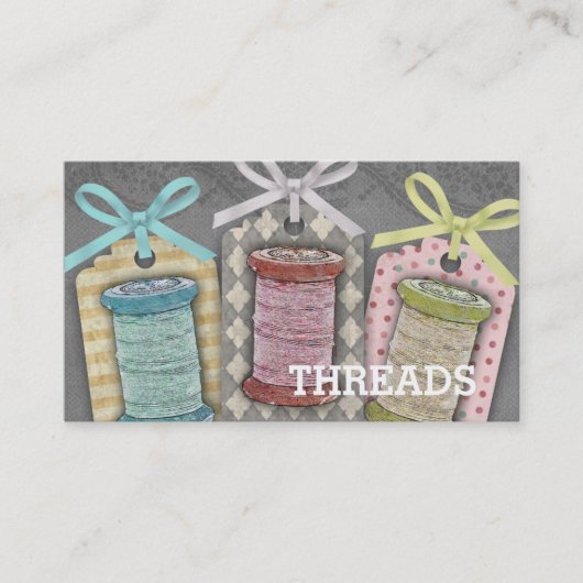 Spillen van schroefdraad, naaigarend naadwerk visitekaartje (Voorkant)