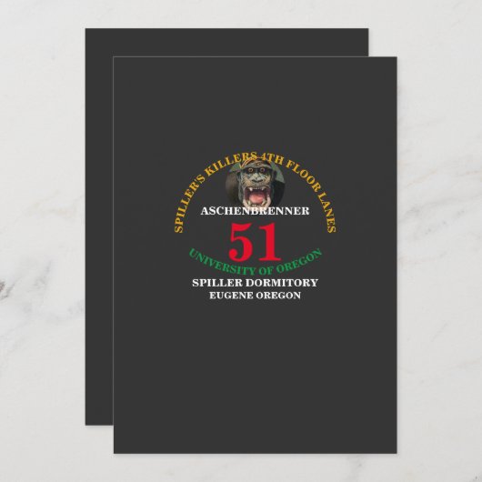 SPILLER DORMITORY UNIVERSITY OF OREGON TRUI KAART (Voorkant / Achterkant)