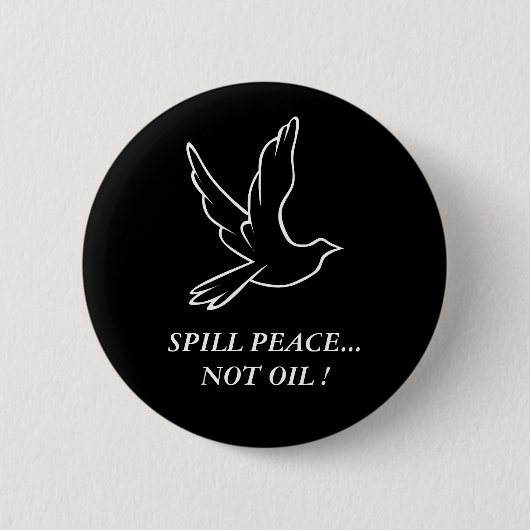 SPILLVREDE.. NIET OLIE! RONDE BUTTON 5,7 CM (Voorkant)