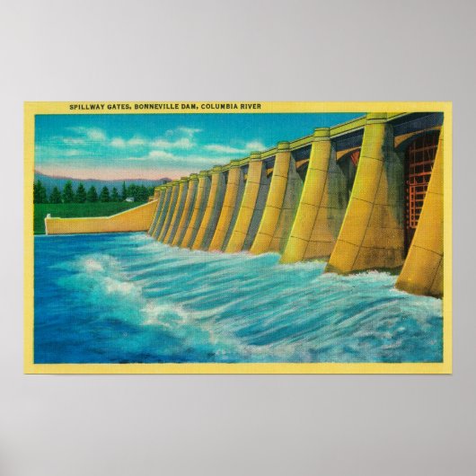 Spillway Gates op Bonneville Dam Poster (Voorkant)