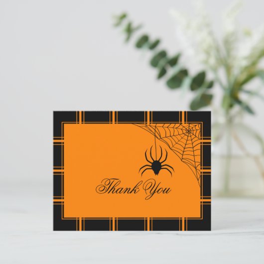 Spin bedankt je Halloween Black/Oranje Briefkaart (Staand voorkant)
