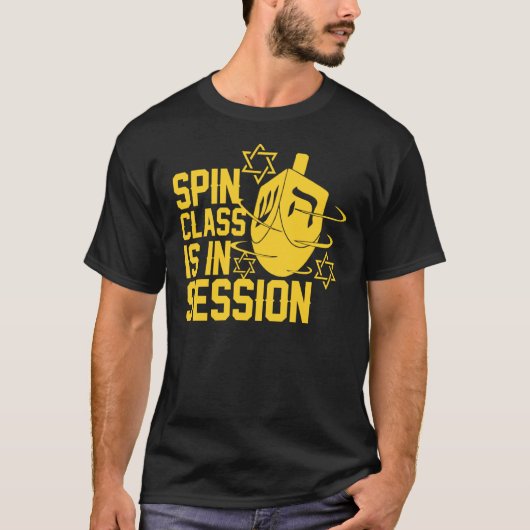 Spin Class is in Session Dreidel Funny Jewish Hanu T-shirt (Voorkant)