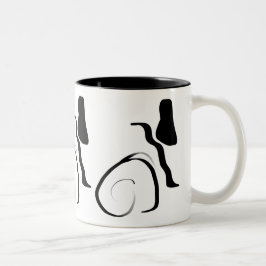 Spin Cyclus: Abstract Zwart & Wit Tweekleurige Koffiemok