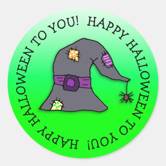 Spin die aan het Pet Halloween van heks hangt Ronde Sticker (Voorkant)