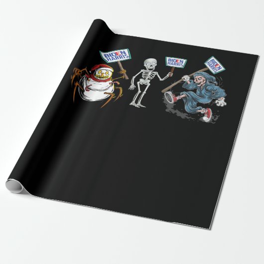spin |Dode schedel Running Skeleton Snowman Spider Cadeaupapier (Uitgerold)