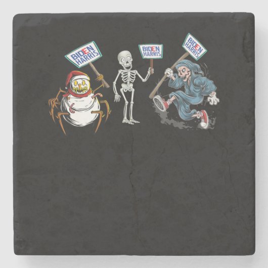 spin |Dode schedel Running Skeleton Snowman Spider Stenen Onderzetter (Voorkant)