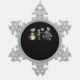 spin Dode schedel Running Skeleton Snowman Spider Tin Sneeuwvlok Ornament