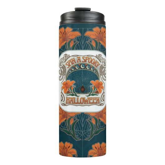 Spin een spookachtige Halloween  Creepy Thermosbeker (Voorkant)