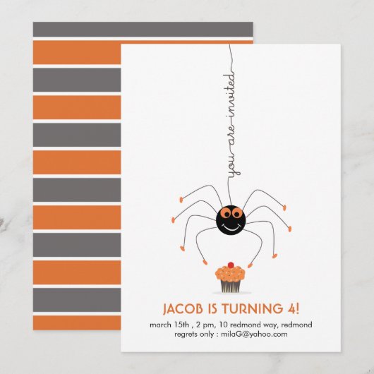 Spin en cupcake Birthday Party white Invitati Kaart (Voorkant / Achterkant)