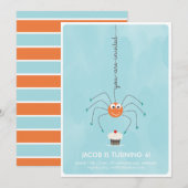 Spin en een cupcake Birthday Party Invitation Kaart (Voorkant / Achterkant)