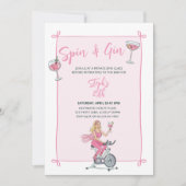 Spin en Gin Roze Klasse en Cocktailfeest Kaart (Voorkant)