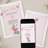 Spin en Gin Roze Klasse en Cocktailfeest Kaart