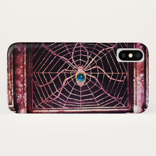 SPIN EN WEB Blauwe saffier Zwart Case-Mate iPhone Case (Achterkant (horizontaal))