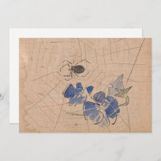 Spin en web met blauwe bloemen | Joseph Crawhall (Voorkant / Achterkant)
